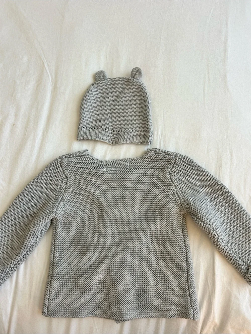 Jake And Jill | NWOT | Gray Knit with Bear-Ear Beanie | 6-12 Mo | 100% Cotton